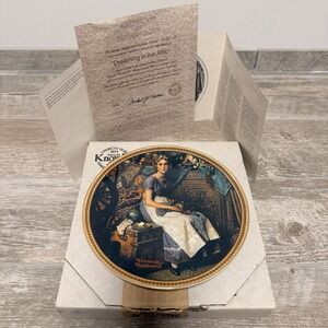 Norman Rockwell Limited Edition Collectors Plate DREAMING IN THE ATTIC COA + Box